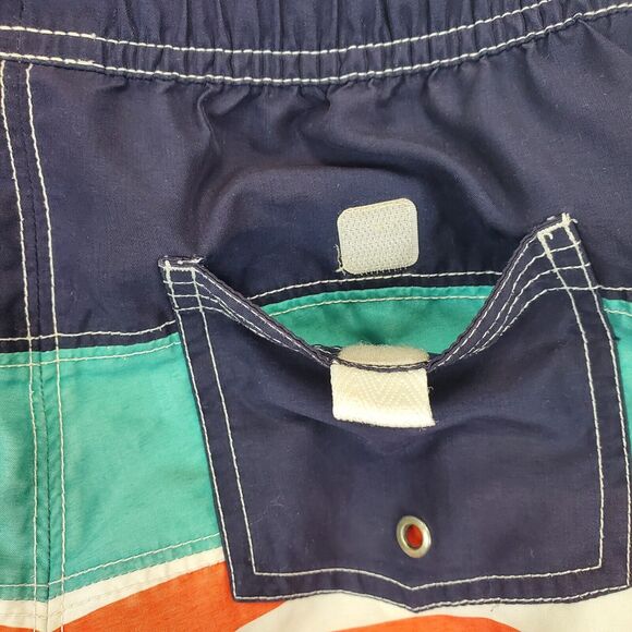 Hanna Anderson Swim Trunks Red White Striped Blue Boys US 6-7 Mesh Drawstring - Picture 7 of 9